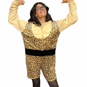 Déguisement humoristique de musclée léopard